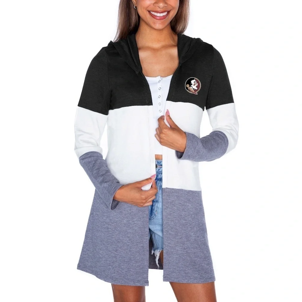 Gameday Couture Florida State Seminoles Black, White, Red & Gray Hooded Cardigan